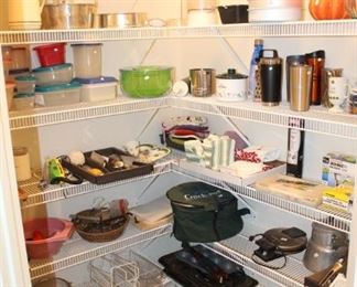 Large walk in pantry is full.  