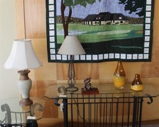 Glass top console and end table.  