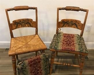 Hitchcock chairs shown with and without seat cushions