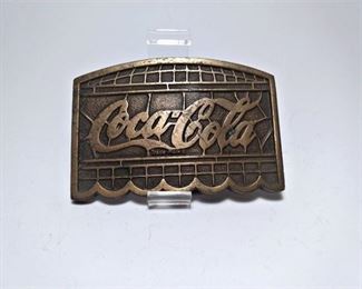 43. 1970s Coca Cola Stained Glass Design Belt Buckle