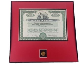 47. CocaCola Shareholders Commemorative Certificate, Letter and Pin