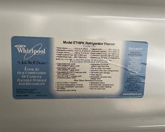 Whirlpool E18PK refrigerator Freezer 