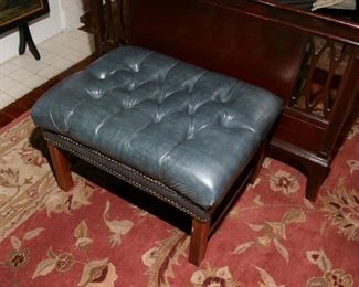 PAIR LEATHER TUFFED STOOLS