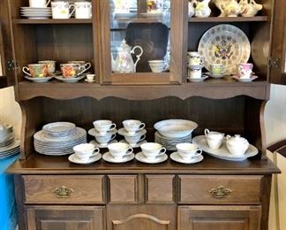 Pine hutch, china set