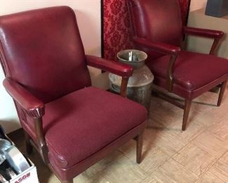 THERE ARE 3 OF THESE BURGUNDY LEATHER CHAIRS