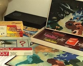 1975 risk, some old games, cards, dominoes