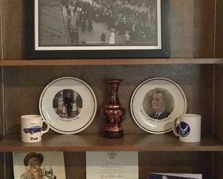 Austin Victory Parade photo print 11/11/1919       Kennedy family & LBJ collectors plates. Inaugural invitation Bush /Cheney