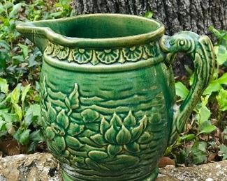 large Majolica pitcher marked 30