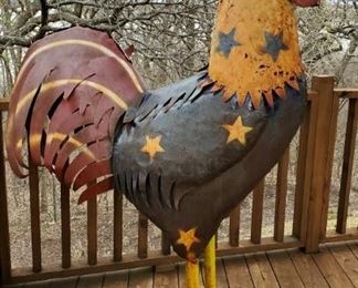6 Foot Metal Rooster - Yard Art, Left Side