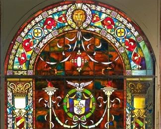 Lot 2 Palatial Antique Stained Glass Landing Window