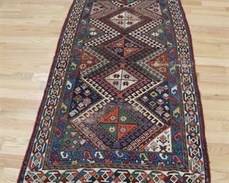 Antique And Finely Hand Woven Kazak Style Area