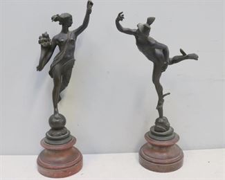 Antique Bronze Sculptures Of Mercury And Venus