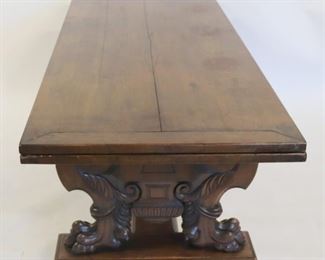 Antique Carved Base Refractory Table