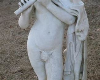 Antique Carved Marble Sculpture Of A Boy Playing