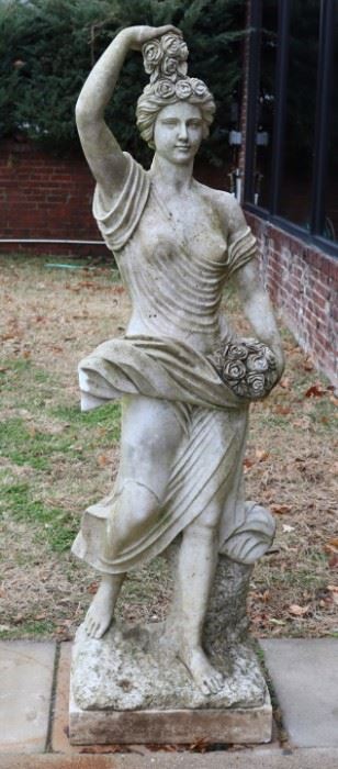 Antique Life Size Marble Sculpture Of A Beauty