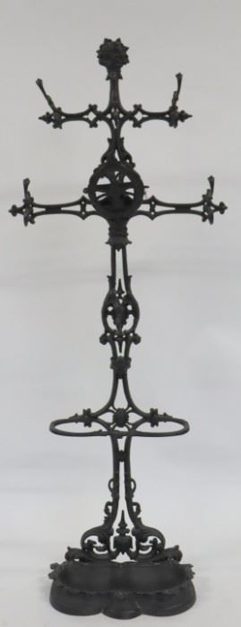 Antique Patinated Wrought Iron Hall Tree