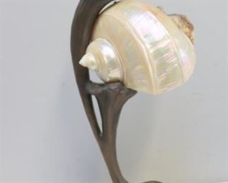 Art Nouveau Bronze Figural Nautilus Lamp