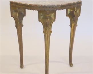 Bronze And Marbletop Demilune Console
