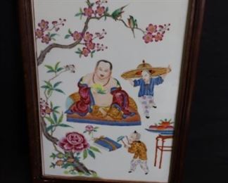 Enamel Decorated Asian Porcelain Plaque