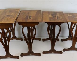 Galle Signed Set Of Inlaid Nesting Tables
