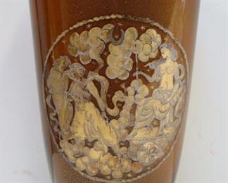 Impressive Signed Art Deco Amber Glass Vase