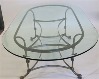 Italian Polished Steel And Glass Top Dining Table