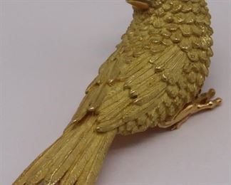 JEWELRY kt Gold and Ruby Bird Form Brooch