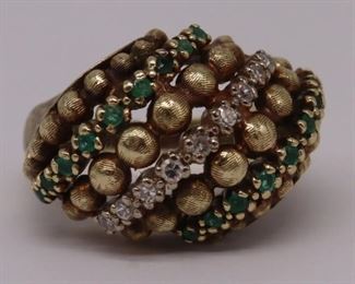 JEWELRY kt Gold Diamond and Emerald Ring