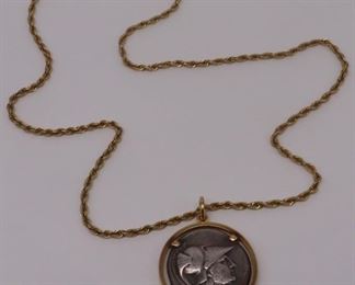 JEWELRY kt Gold Mounted Coin of Mercury