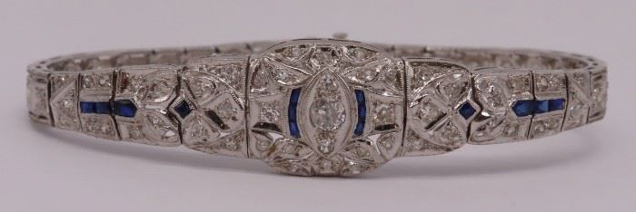 JEWELRY Platinum Diamond and Sapphire Bracelet