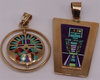 JEWELRY Signed Gold Southwest Pendants