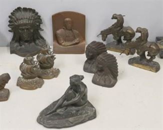 Large Grouping Of Bronze And Metal Bookends