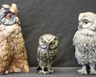 Large Vienna Bronze Cold Painted Owls