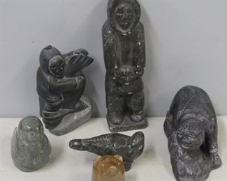 Lot Of Inuit Carved Marble Sculptures