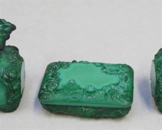 Lot Of Malachite Vanity Items