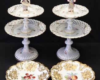 MEISSEN Pair Of Reticulated Porcelain Tazzas