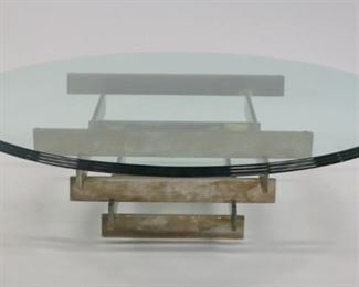 Midcentury Chrome Base Coffee Table With Glass Top