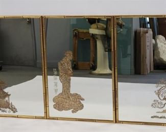 Midcentury James Mont Style Etched Mirrors