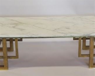 Midcentury Marble Top Coffee Table with Metal Feet