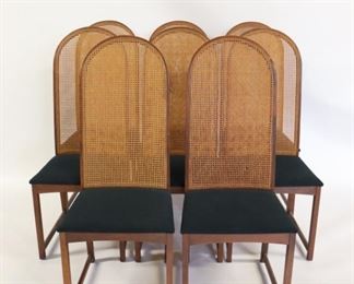 Midcentury Set Of High Back Caned Chairs