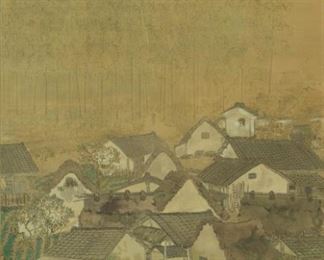 Monumental Japanese Village Painting