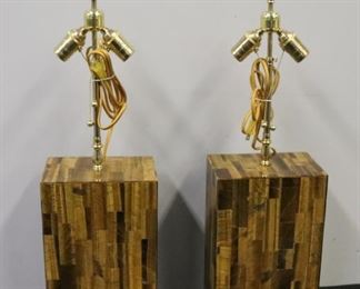 Pair Of Midcentury Style Tigers Eye Lamps