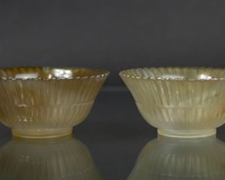 Pair of Mughal Style Agate Chrysanthemum Bowls