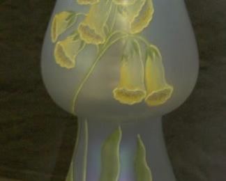 Signed Art Nouveau Art Glass Vase With Flowers