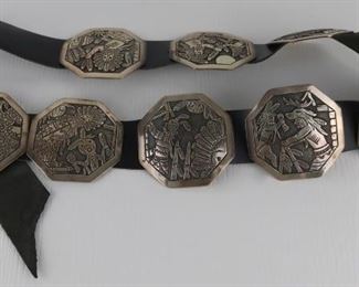 STERLING Signed Becenti Sterling Concho Belt