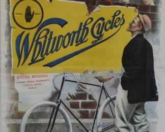WHITWORTH BICYCLES VINTAGE LITHOGRAPHIC POSTER