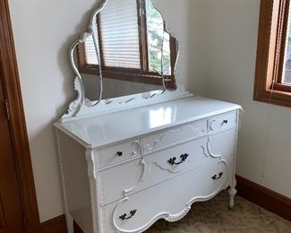 Antique Painted White Dresser Vanity
