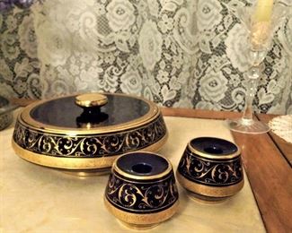 Lindner Handarbeit cobalt & gold set
