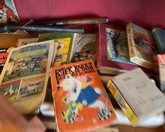 Antique books and toys 