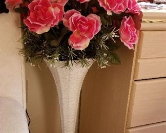 Tall white vase and gorgeous flowers